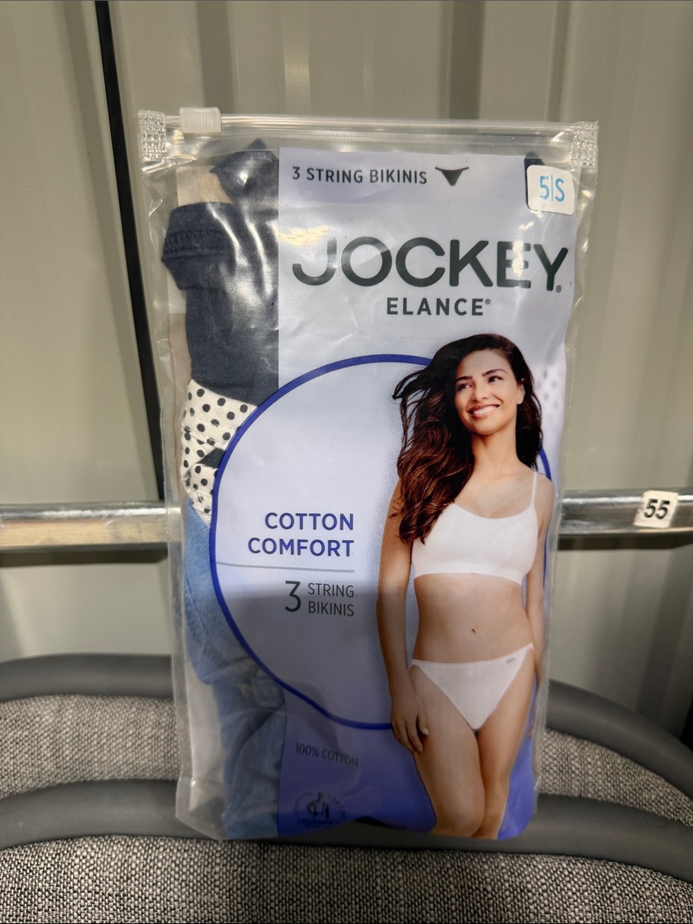 Jockey Elance 3-String Bikini Set - Navy, White, Polka Dot